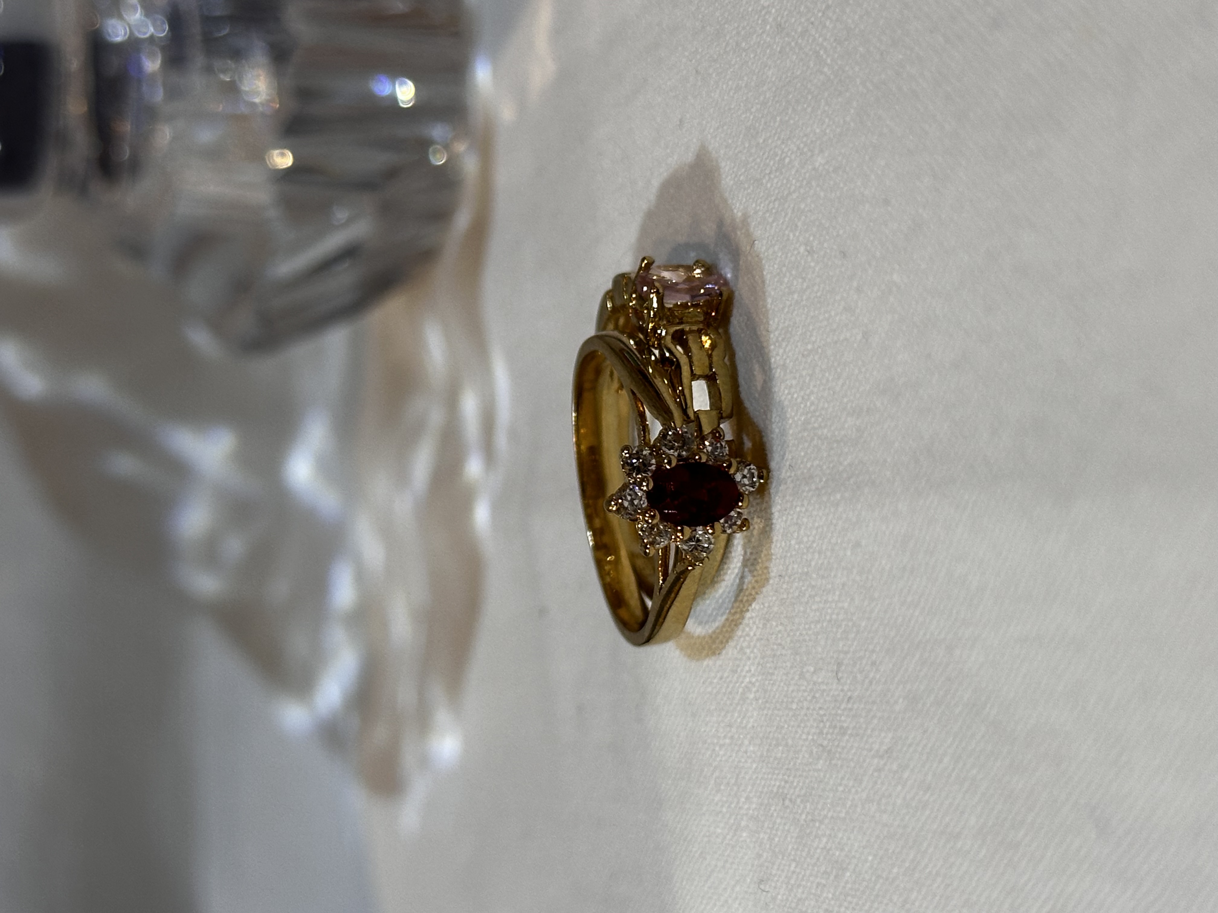 Gold ring with garnet stone
